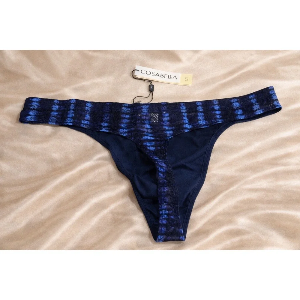 Cosabella Never Say Never Printed Lace Thong Tanga Men's Blue‎ Luxury Sexy XL